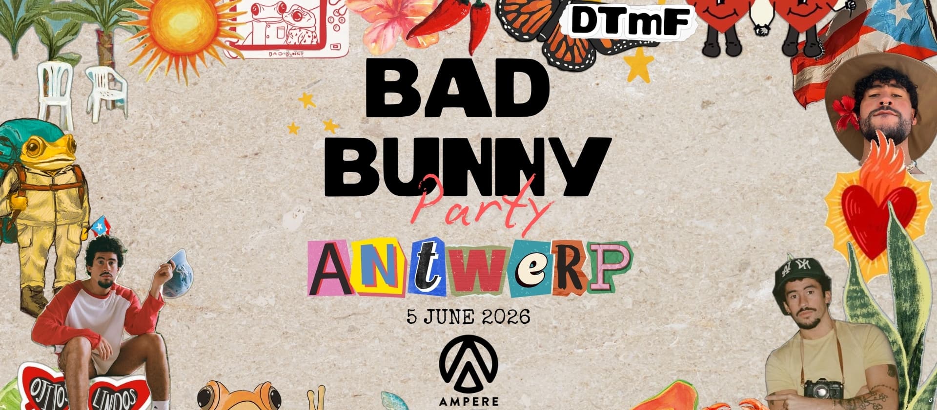 Bad Bunny Party¡DALE! A Bad Bunny Fiesta. After sell out nights around Europe, we’re coming to Ampere for our first Bad Bunny Party in Antwerp! Get ready to perrear hasta abajo because we’re throwing the ultimate Bad Bunny party in celebration of his epic world tour!rsvp on facebookbuy ticketsmore