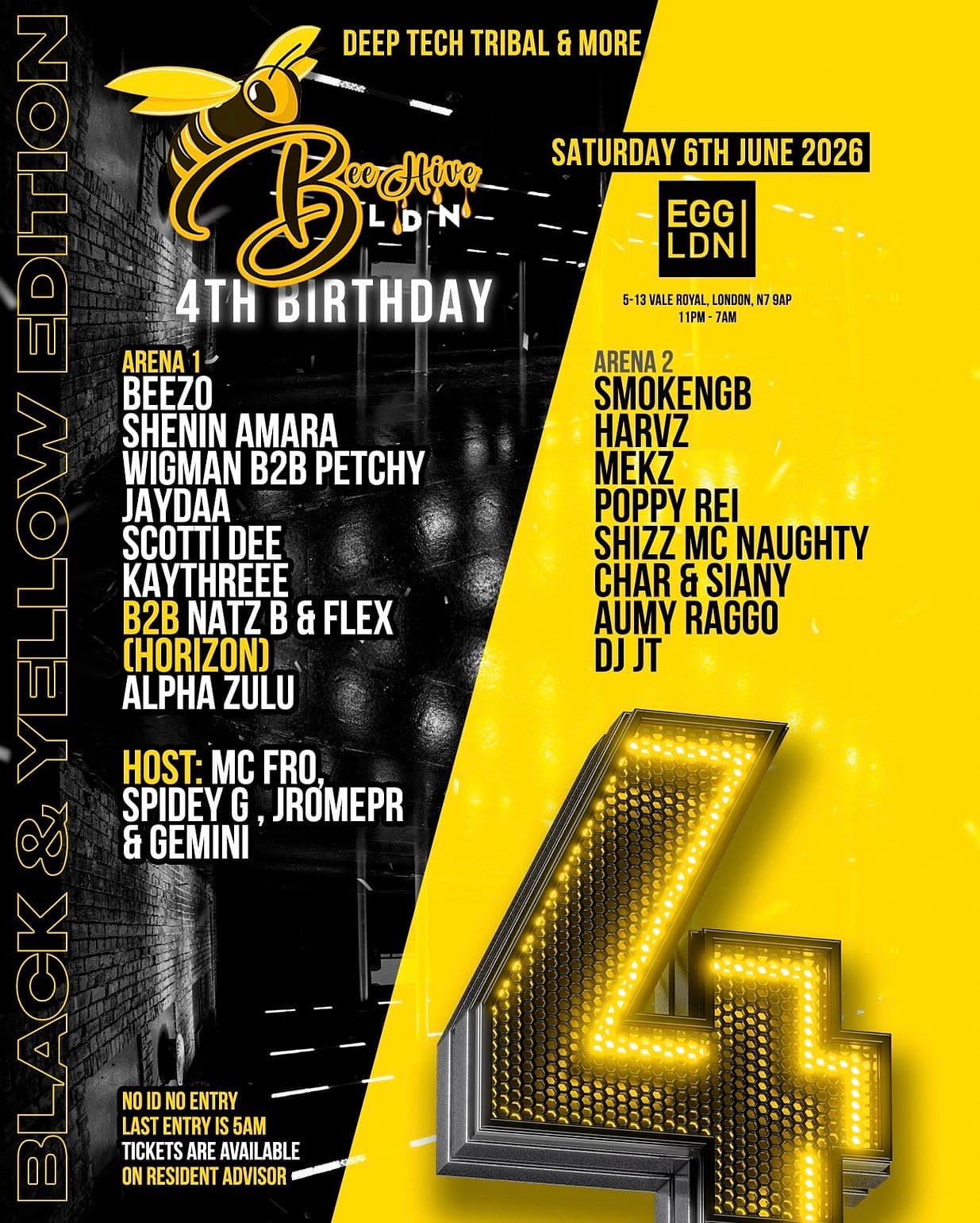 Beehive ldn 4th Birthday – deep, tech, afro & tribal house