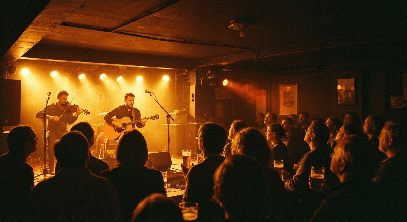 Live music performance inside a concert hall in Aberdeen