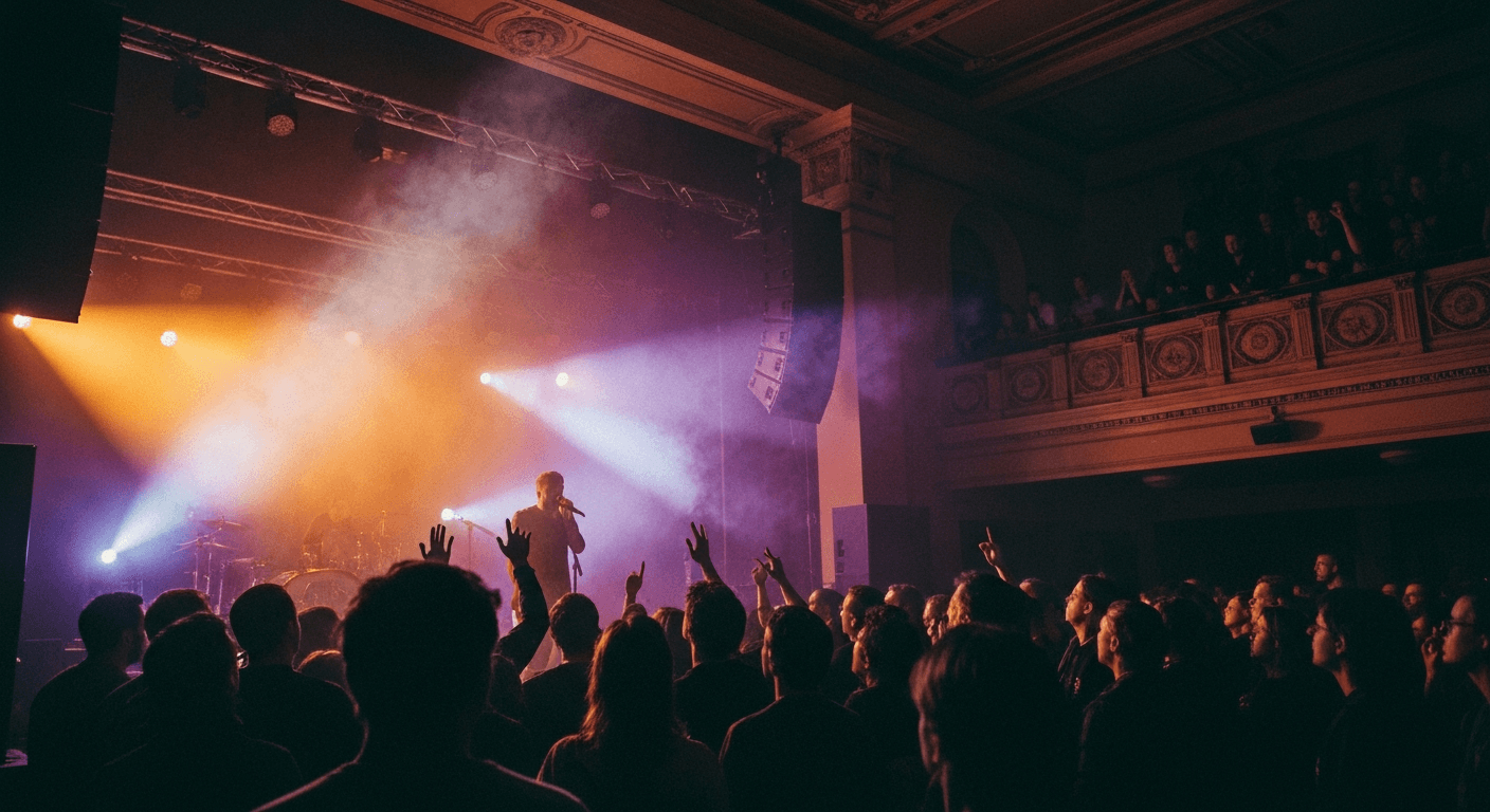 Live music performance inside a concert hall in Barcelona
