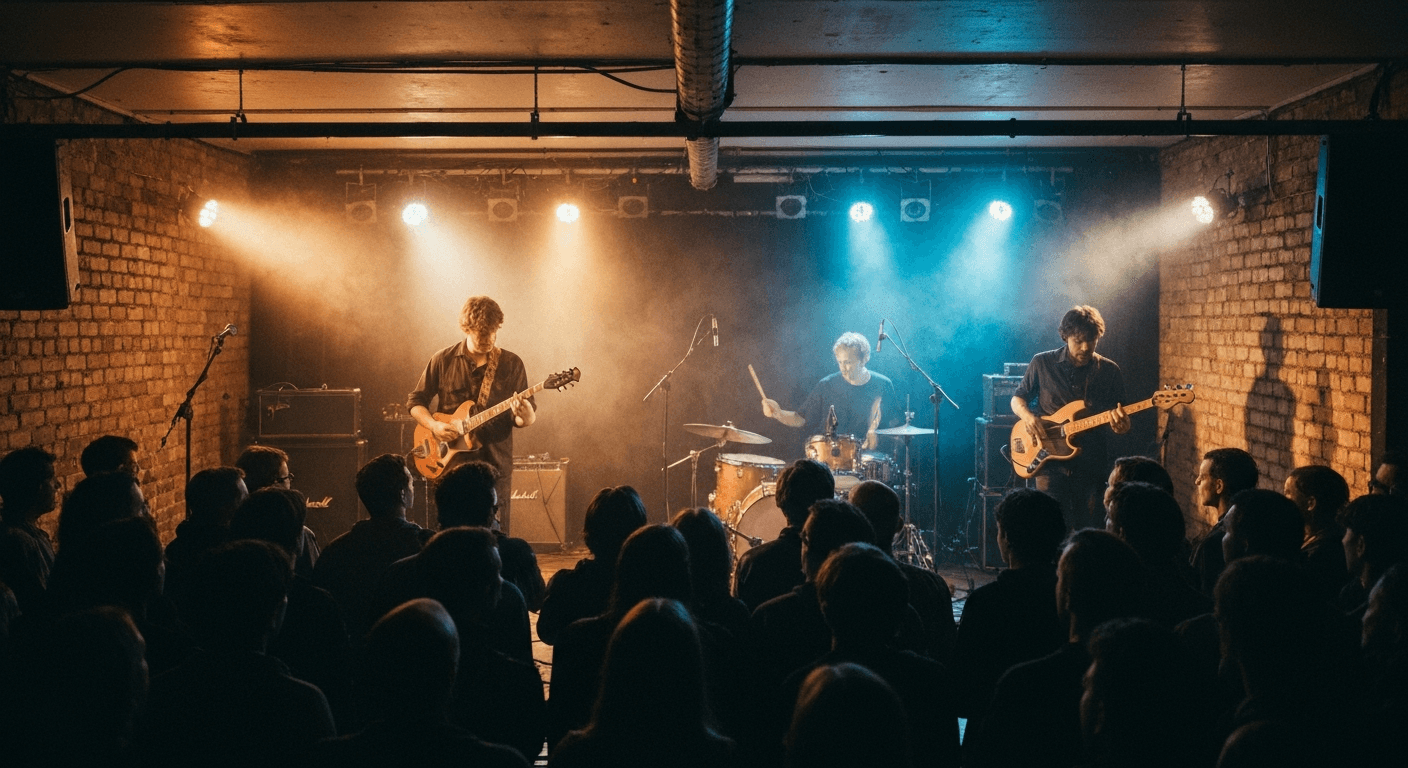 Live music performance inside a concert hall in Bath