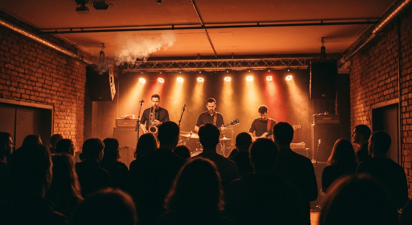 Live music performance inside a concert hall in Bialystok