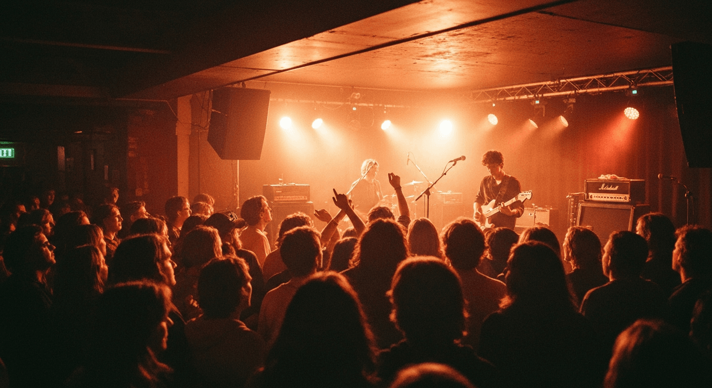 Live music performance inside a concert hall in Bournemouth
