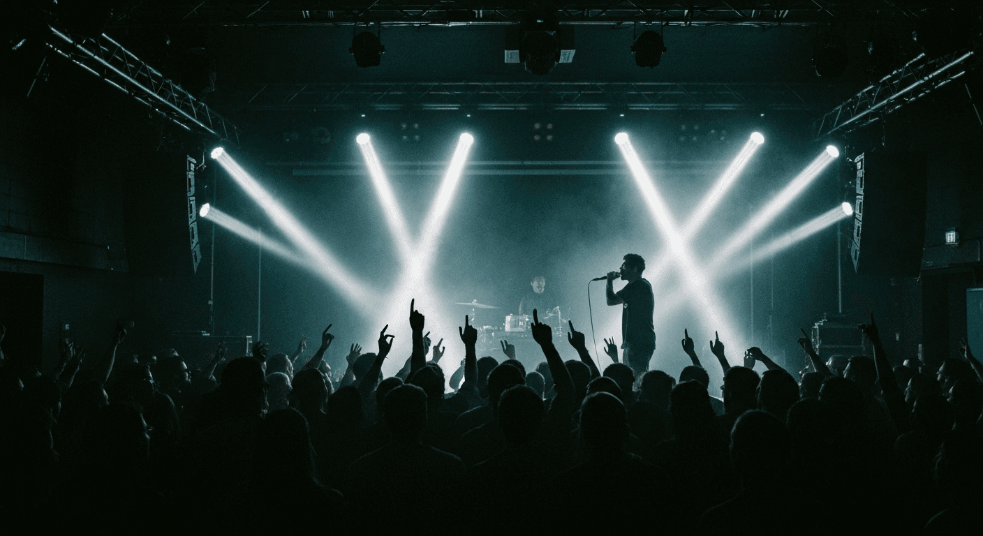 Live music performance inside a concert hall in Caen