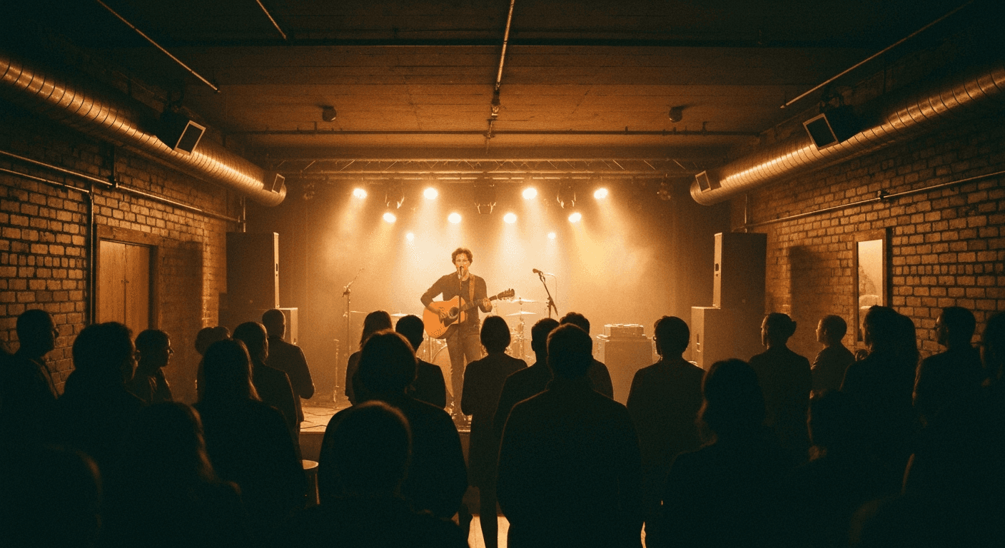 Live music performance inside a concert hall in Charlotte