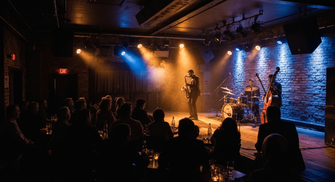 Live music performance inside a concert hall in Chicago