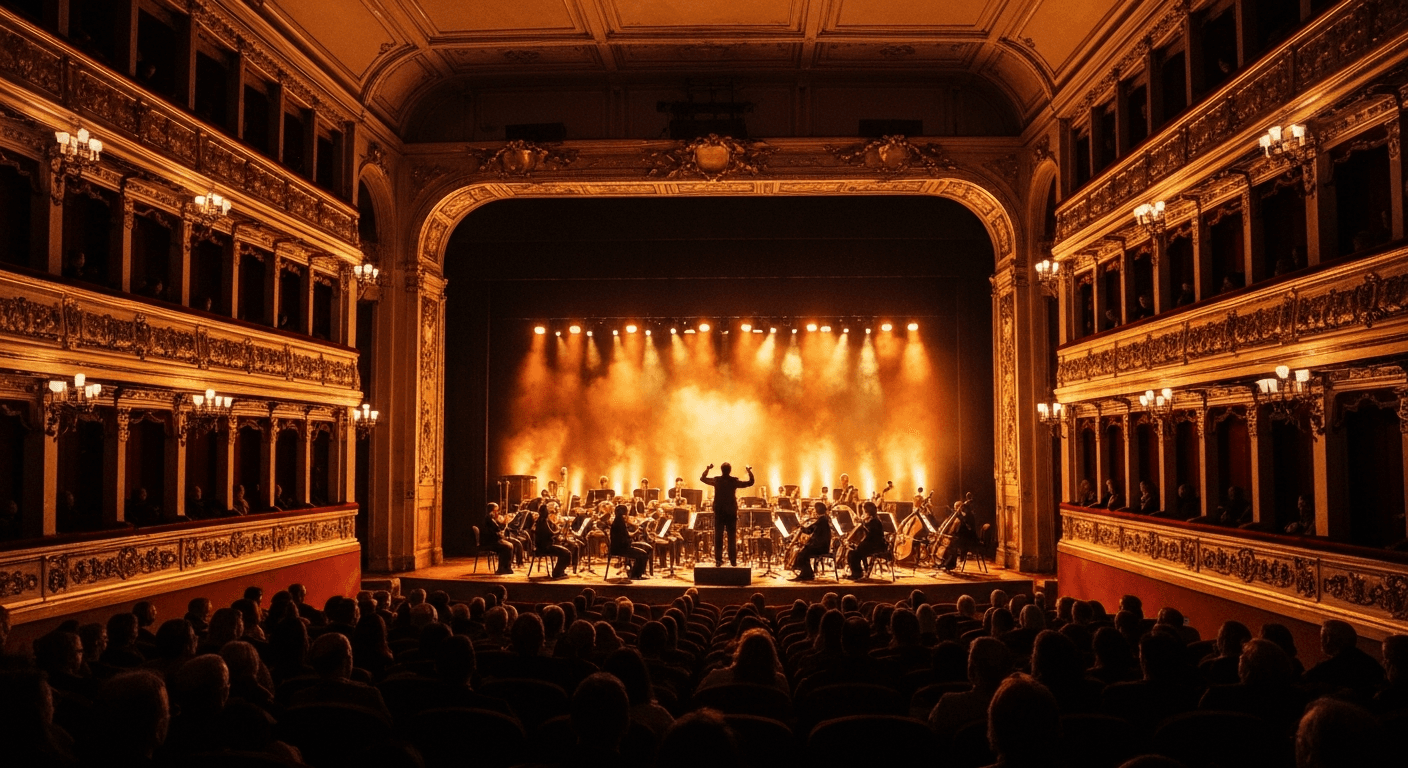Live music performance inside a concert hall in Dresden