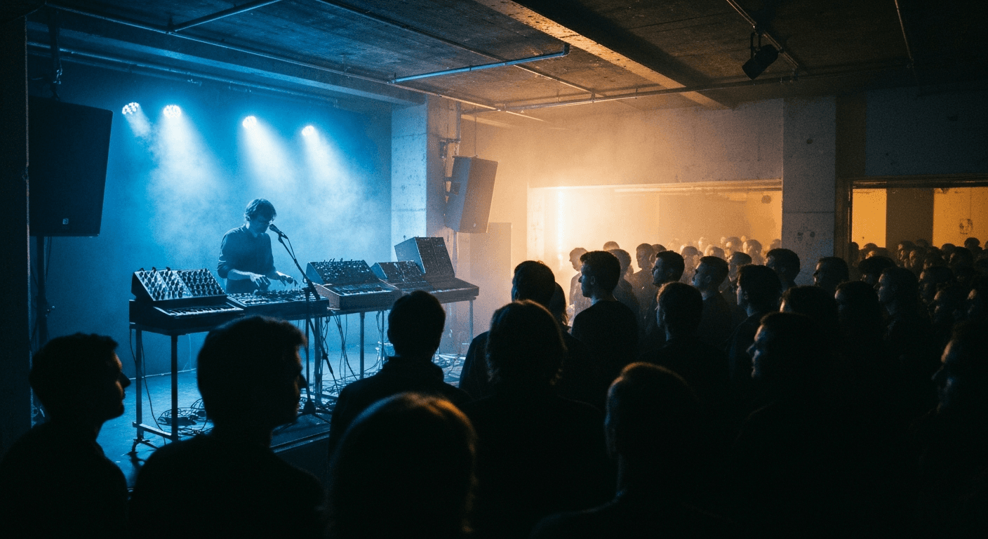 Live music performance inside a concert hall in Düsseldorf