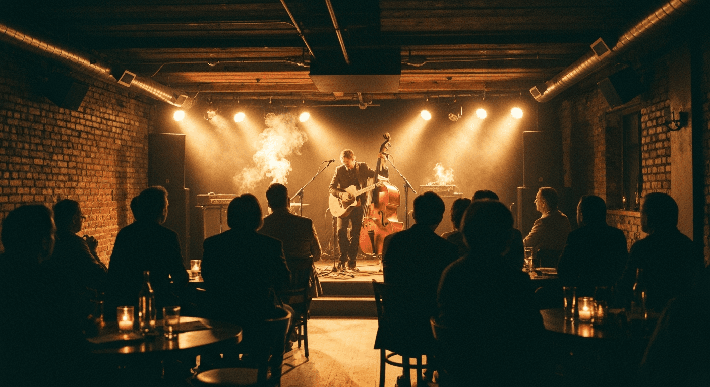 Live music performance inside a concert hall in Genoa