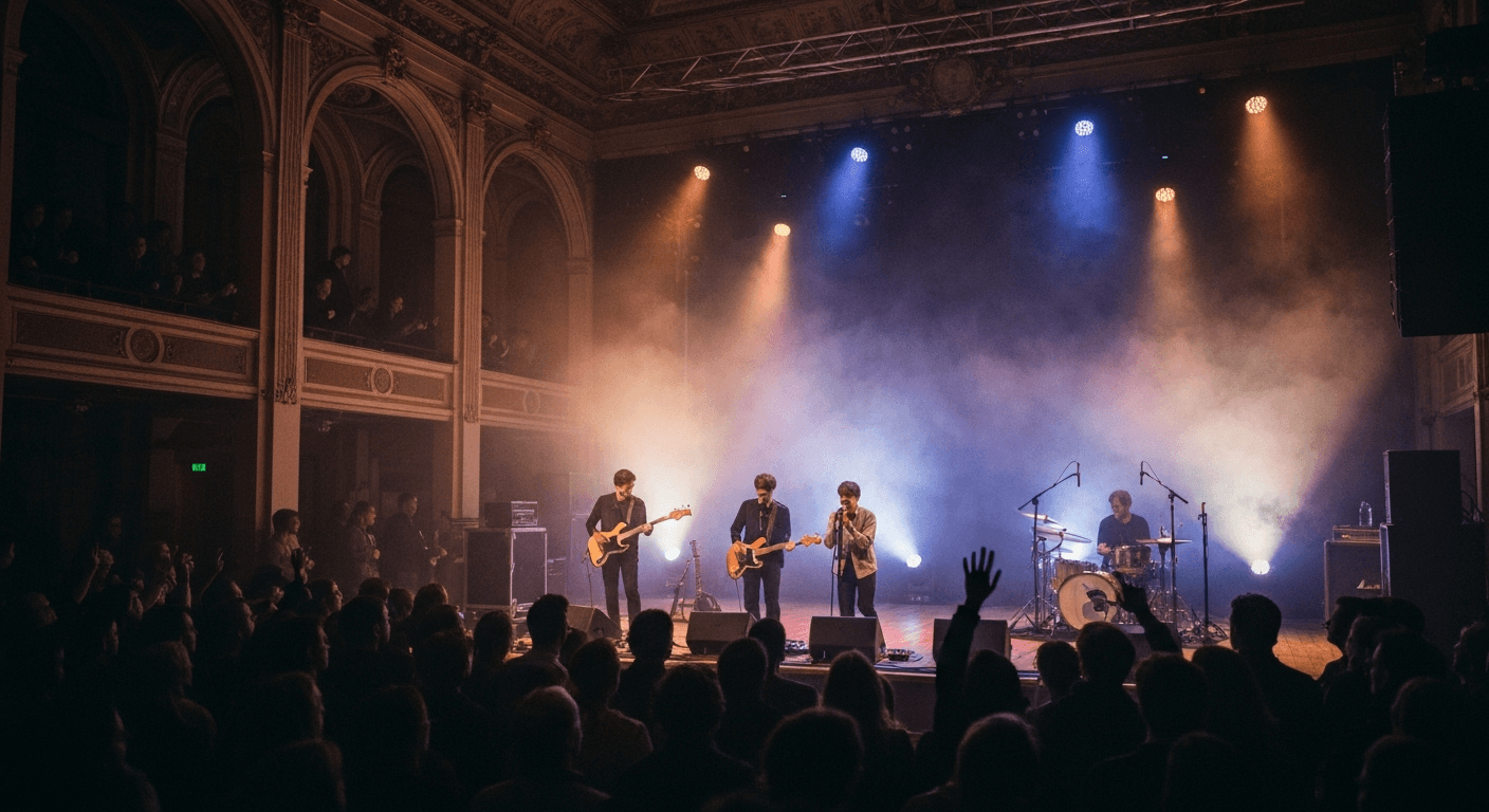 Live music performance inside a concert hall in Ghent