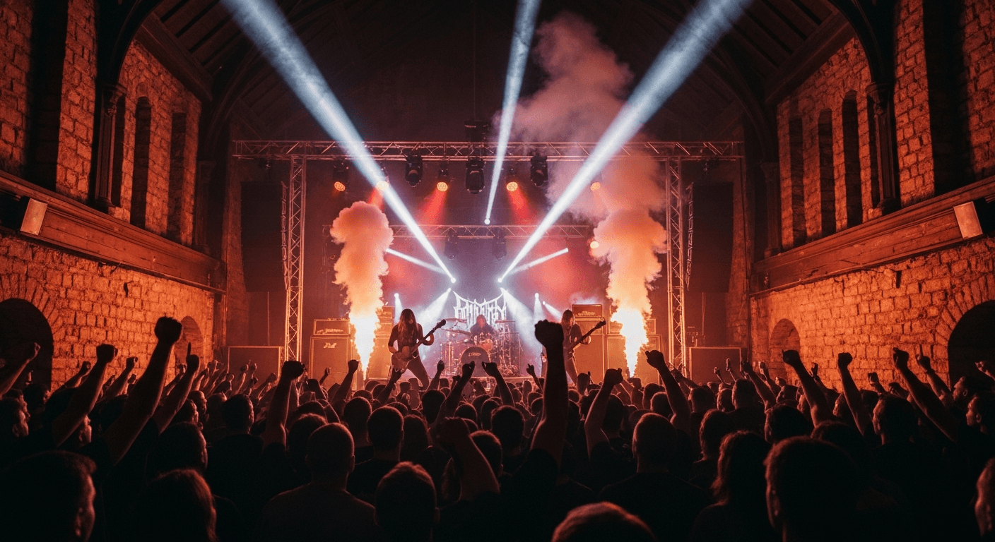 Live music performance inside a concert hall in Horsens