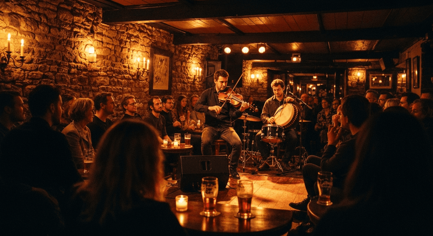 Live music performance inside a concert hall in Killarney
