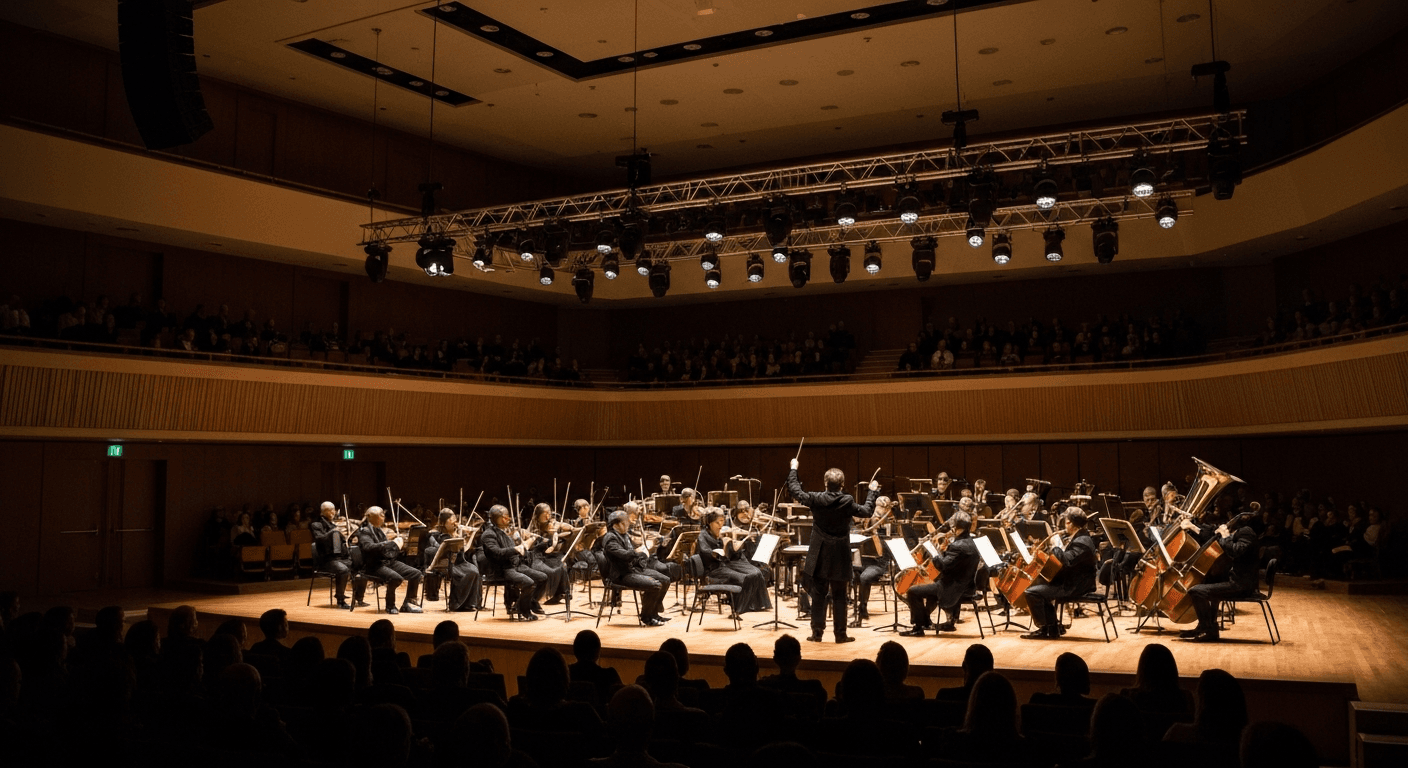 Live music performance inside a concert hall in Lahti