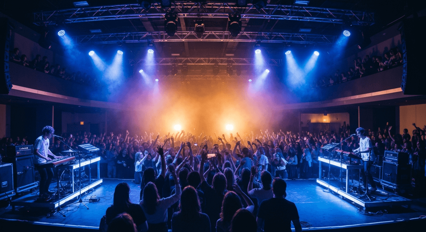 Live music performance inside a concert hall in Las Vegas