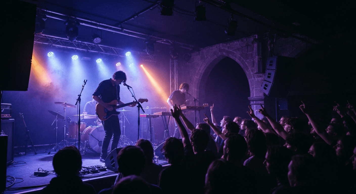 Live music performance inside a concert hall in Leipzig