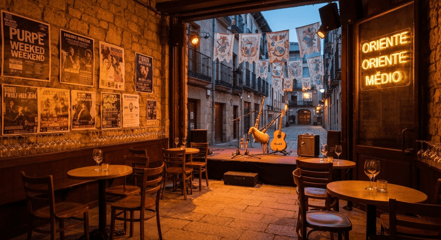 Live music performance inside a concert hall in León