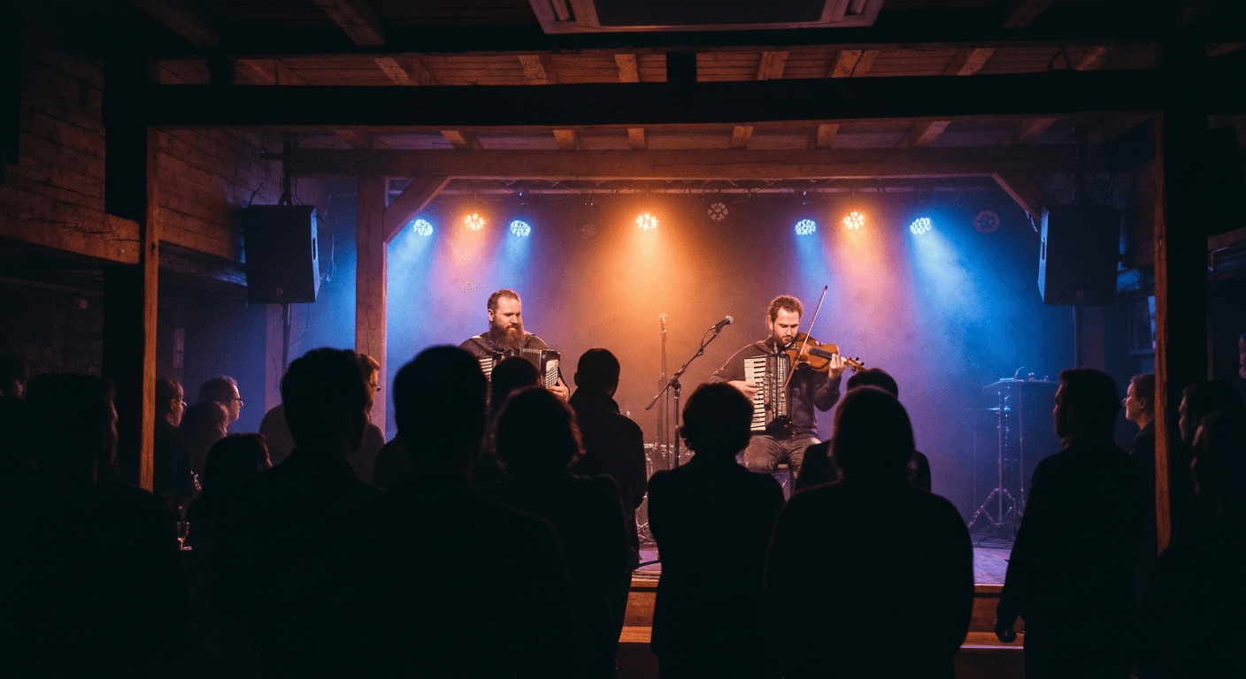 Live music performance inside a concert hall in Mariehamn