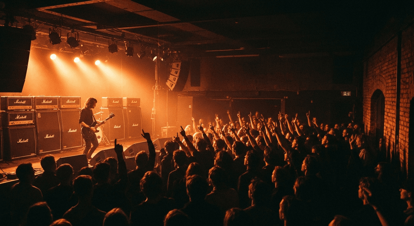 Live music performance inside a concert hall in Milton Keynes