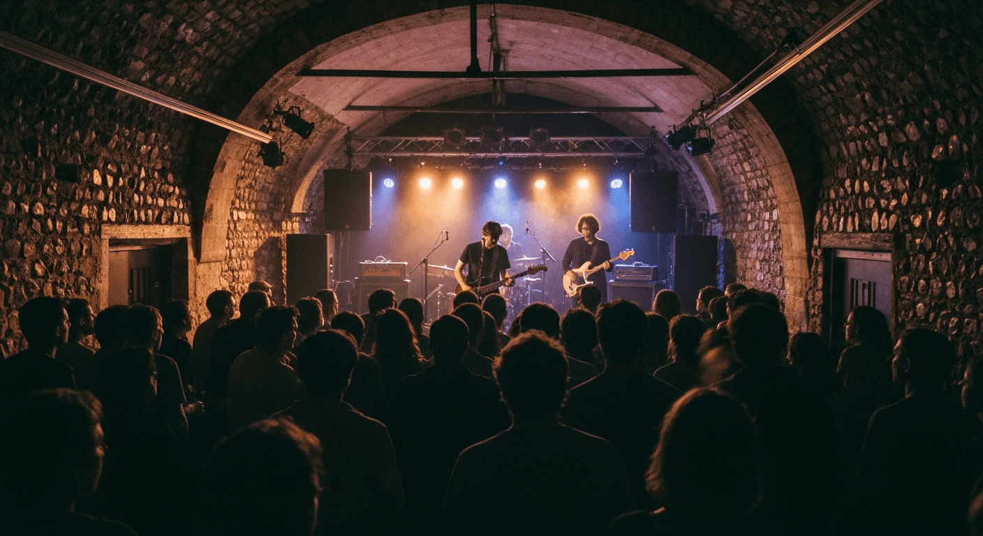 Live music performance inside a concert hall in Norwich