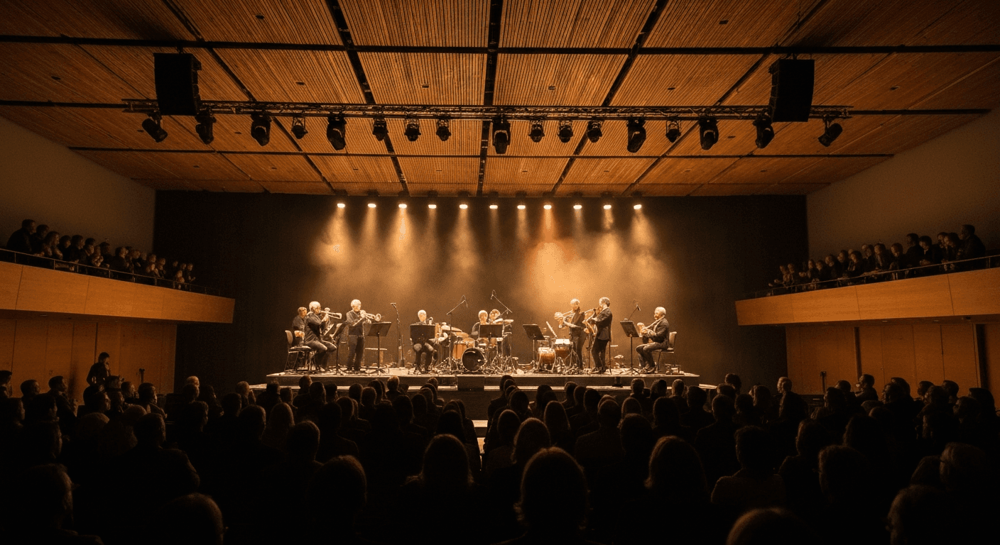Live music performance inside a concert hall in Piteå