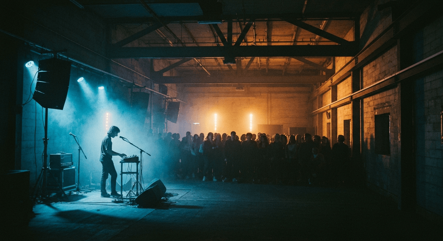 Live music performance inside a concert hall in Rouen