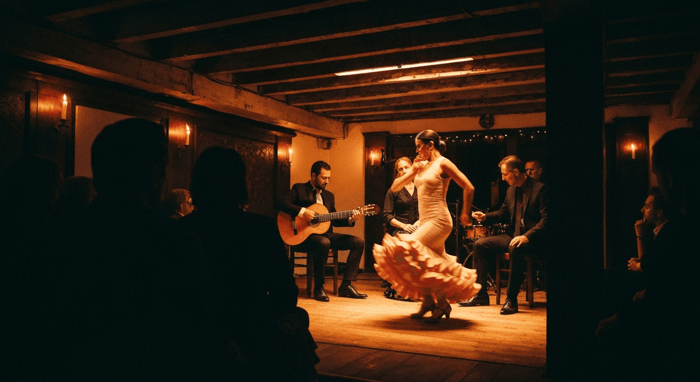 Live music performance inside a concert hall in Seville