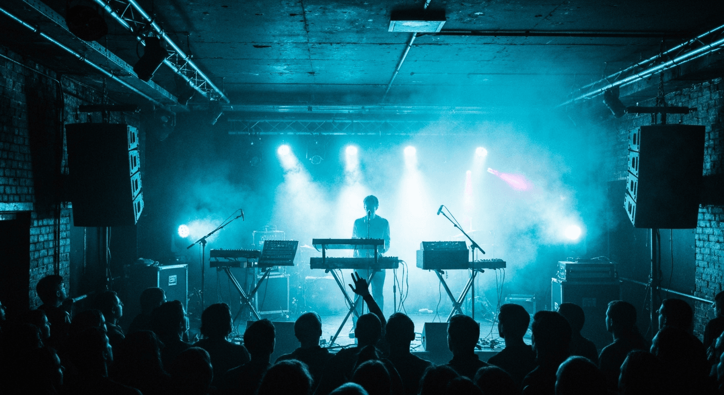 Live music performance inside a concert hall in Sheffield