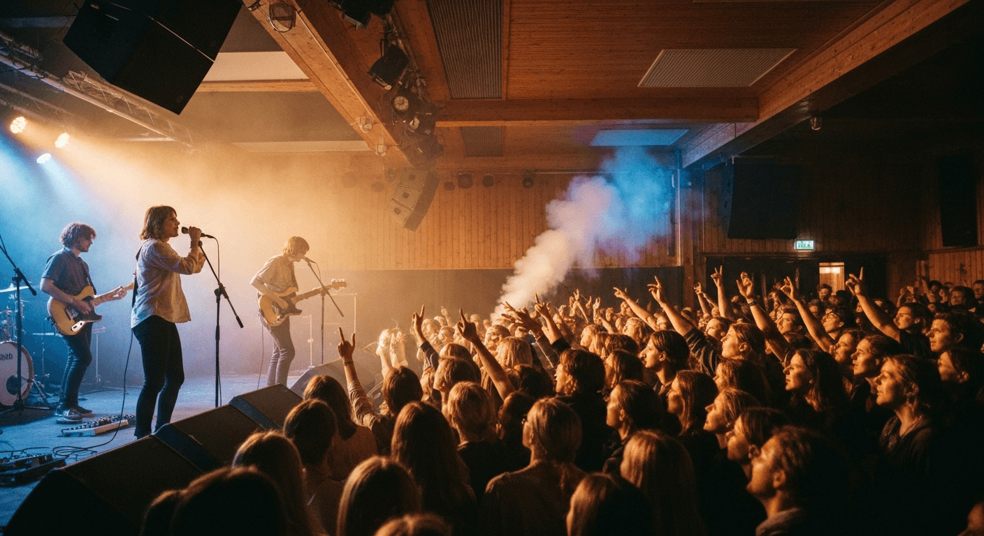 Live music performance inside a concert hall in Skellefteå