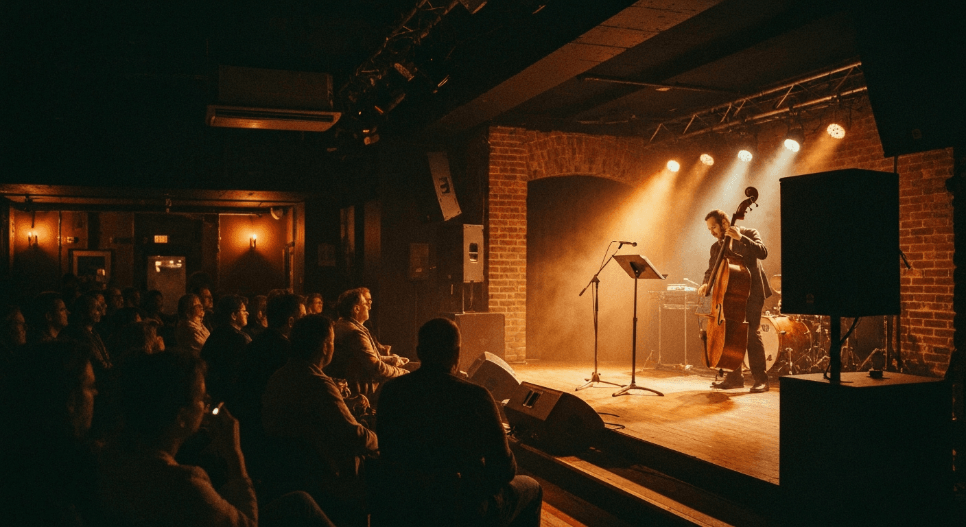 Live music performance inside a concert hall in Sundsvall