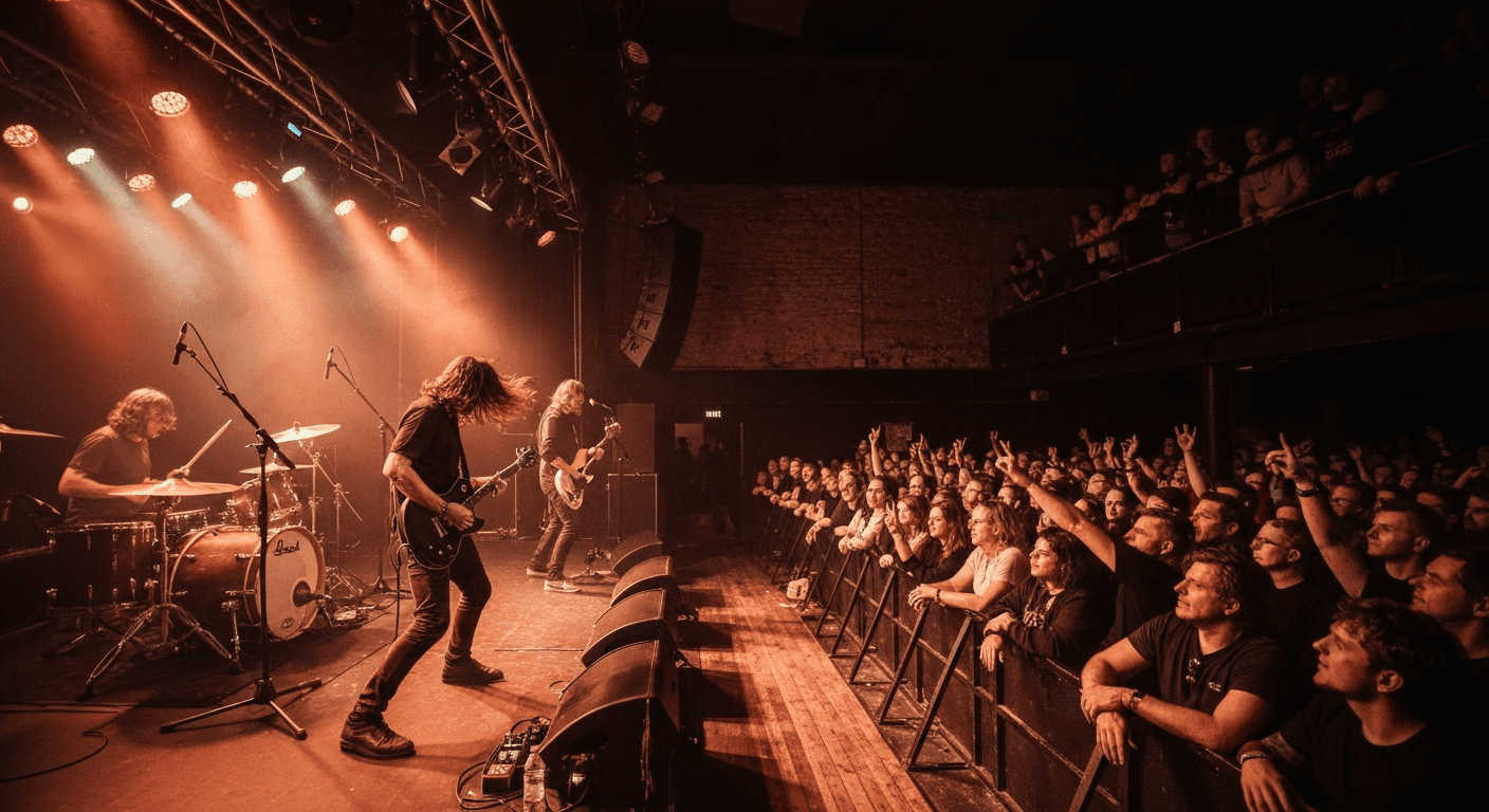 Live music performance inside a concert hall in Varberg