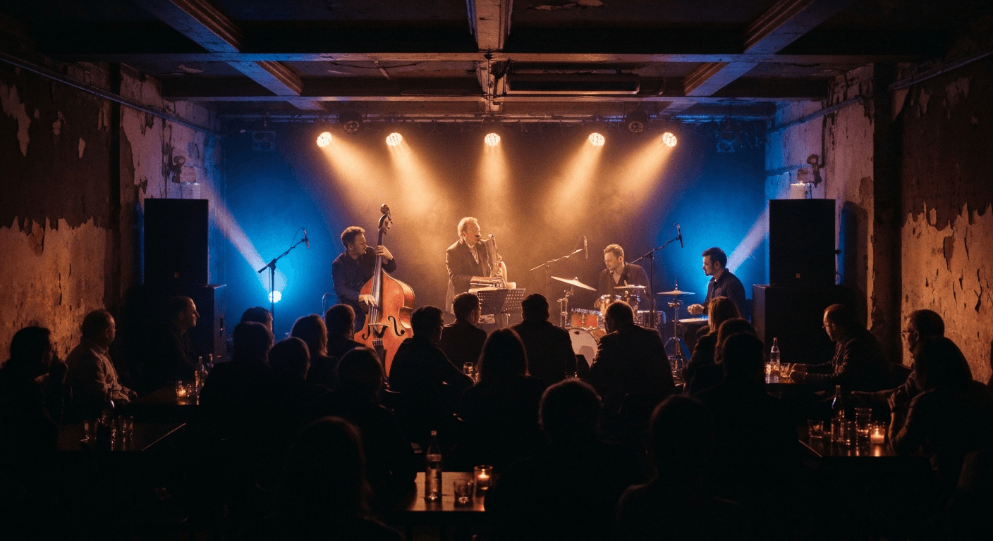 Live music performance inside a concert hall in Wroclaw