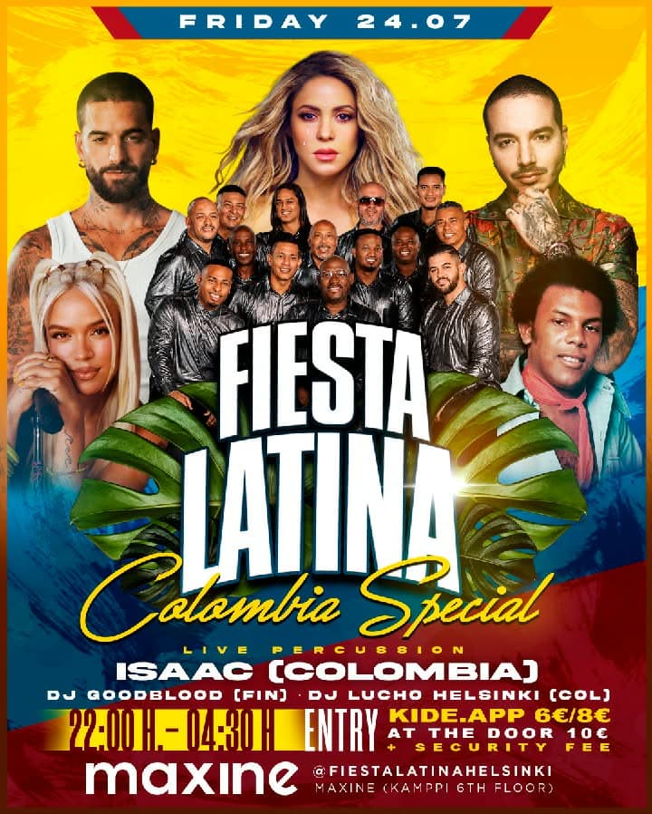 Fiesta Latin Helsinki 24.7 Pe Colombia Special @Maxine