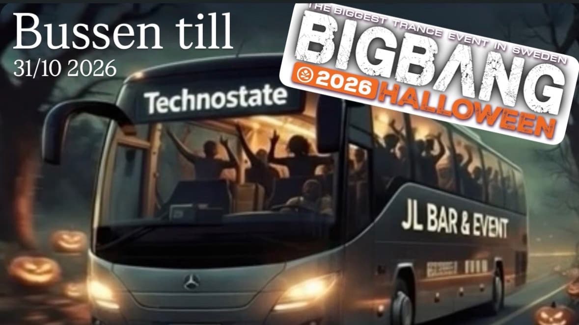 Buss till Technostate Big Bang Halloween
