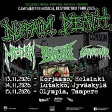 Campaign for Musical Destruction 2026: NAPALM DEATH(UK), MASTER(US), BRAT(US), GOATBURNER(FI)