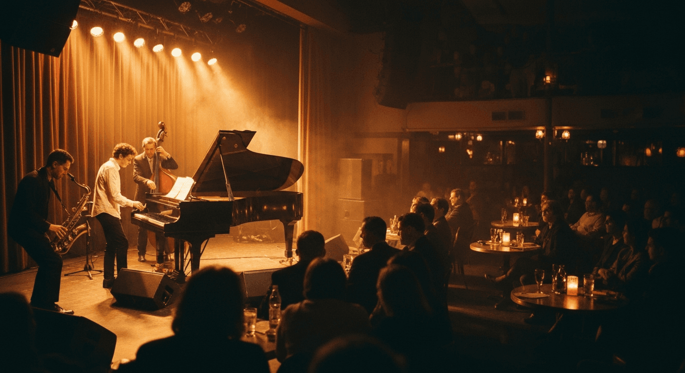 Live music performance inside a concert hall in Antalya