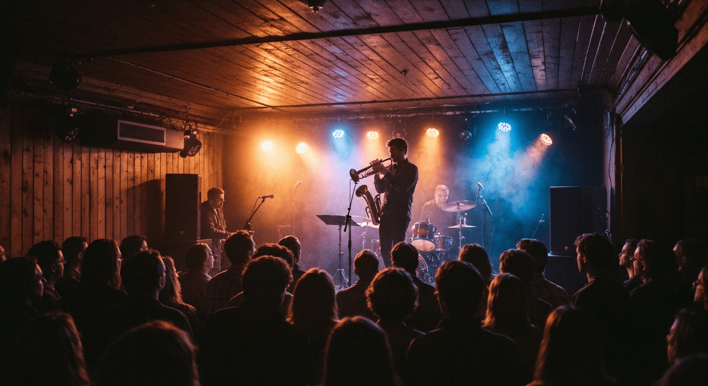 Live music performance inside a concert hall in Baltimore