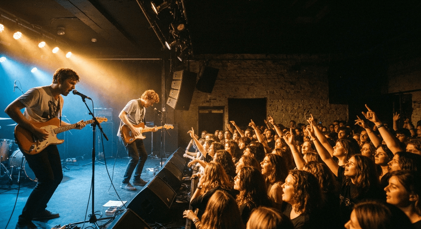 Live music performance inside a concert hall in Brighton