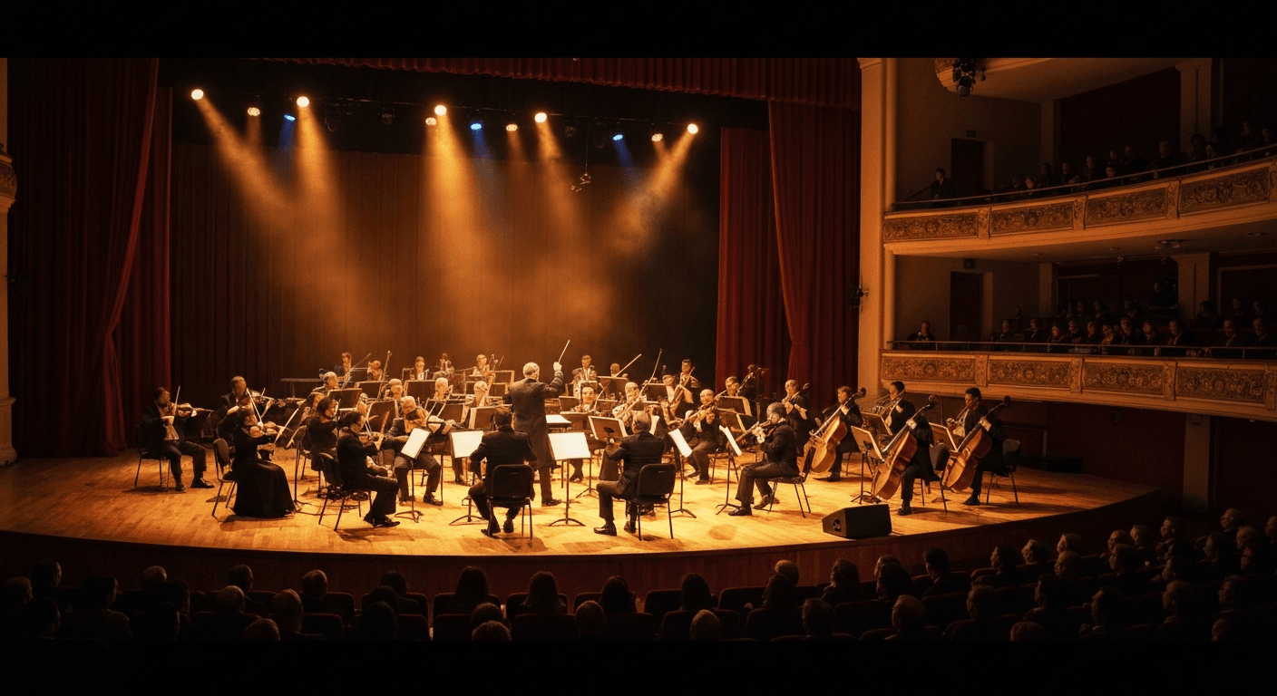 Live music performance inside a concert hall in Bursa