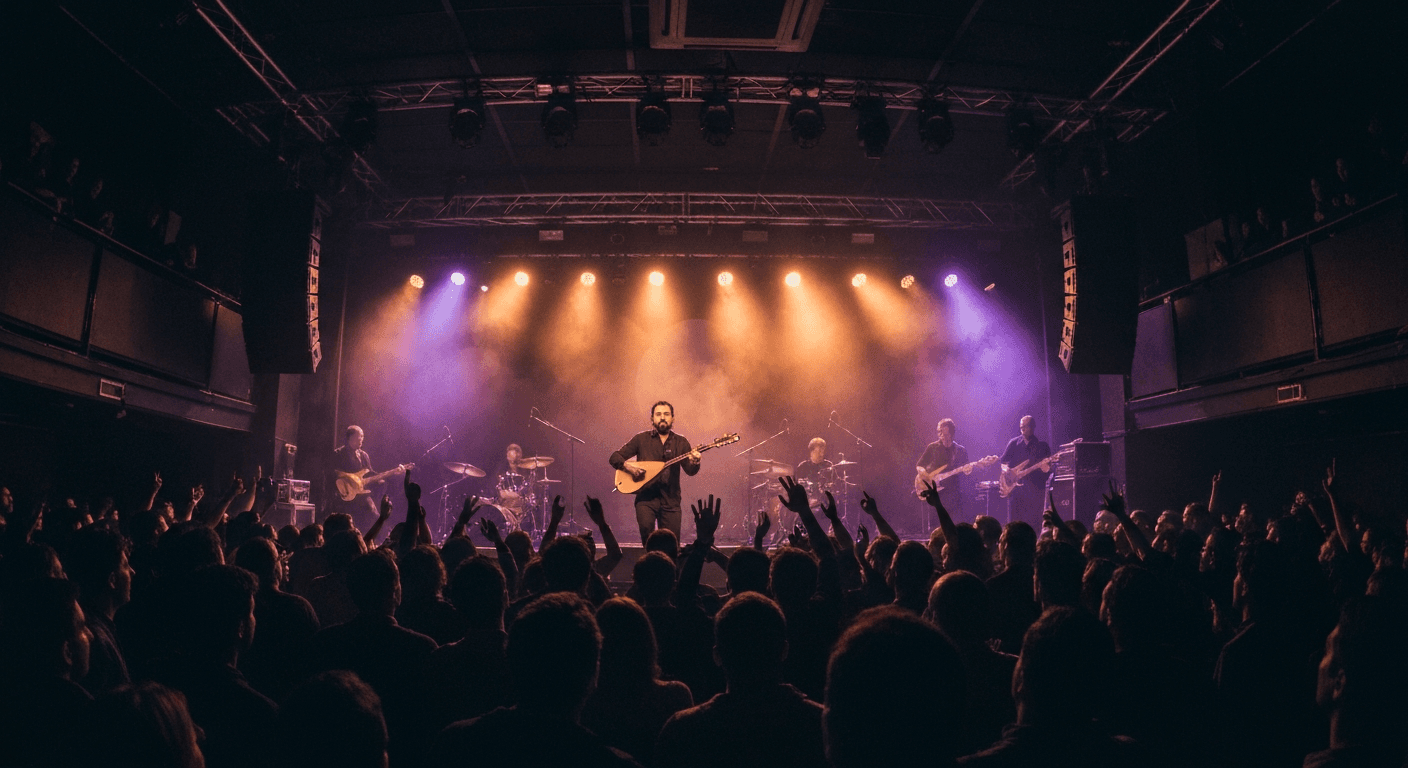 Live music performance inside a concert hall in Istanbul