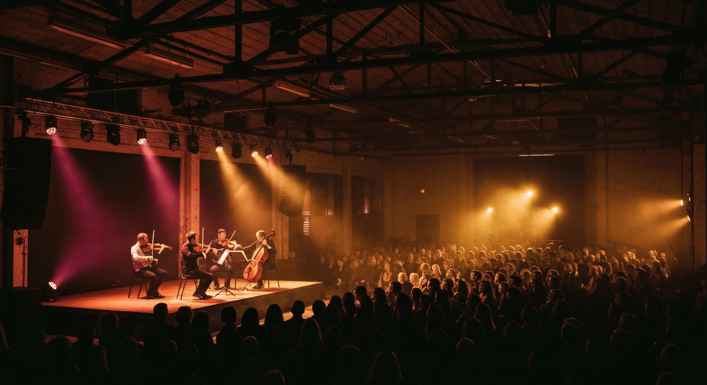 Live music performance inside a concert hall in Kiel