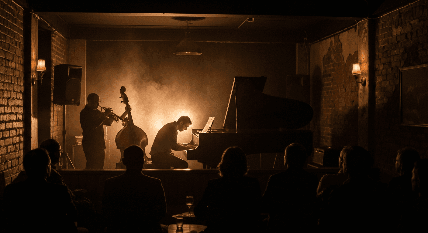 Live music performance inside a concert hall in Krakow
