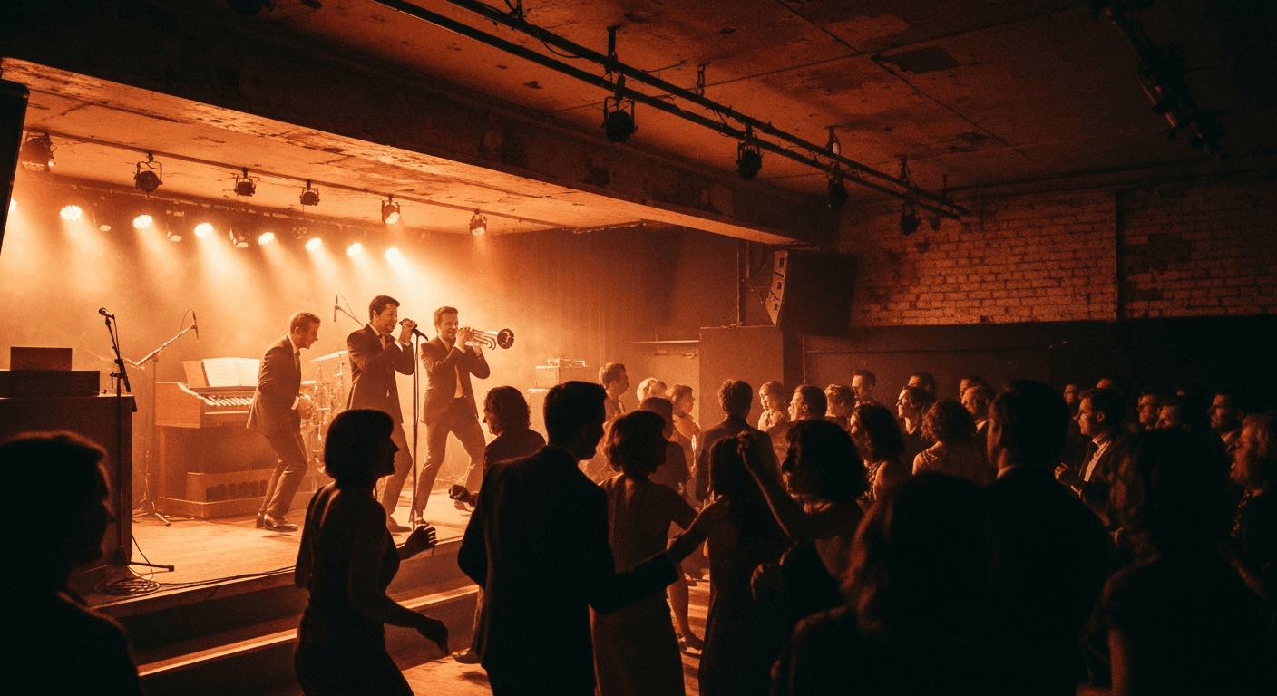 Live music performance inside a concert hall in Margate