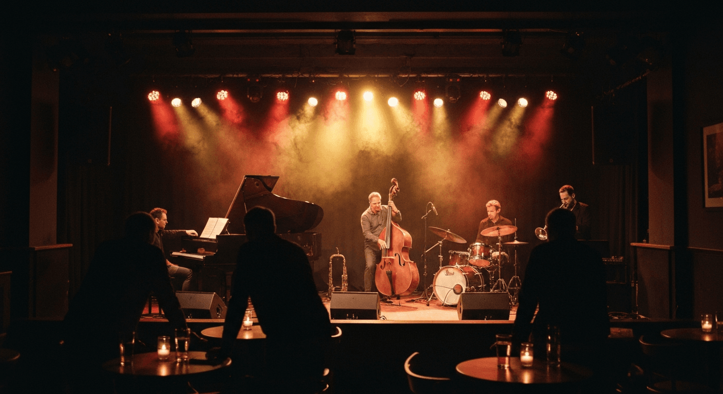 Live music performance inside a concert hall in Rostock