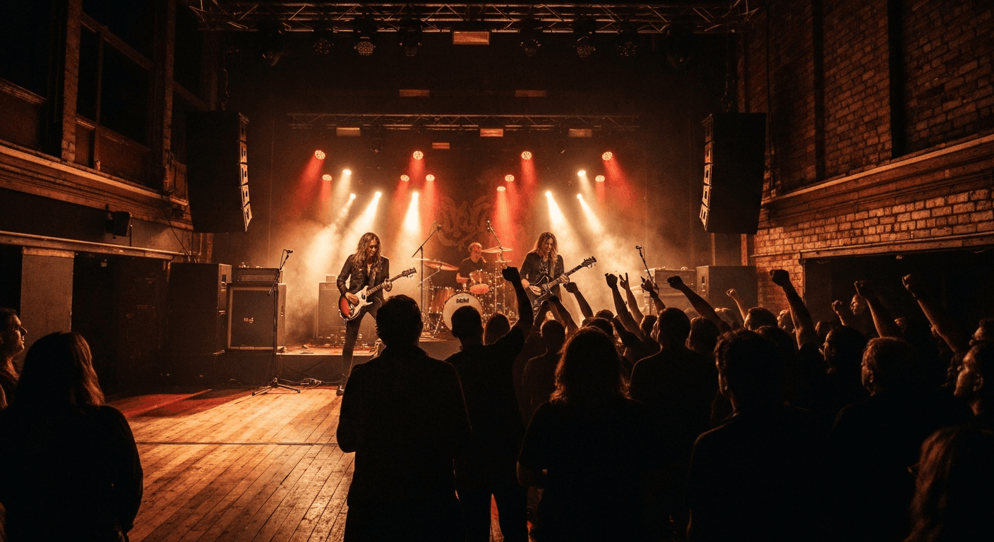 Live music performance inside a concert hall in Wolverhampton